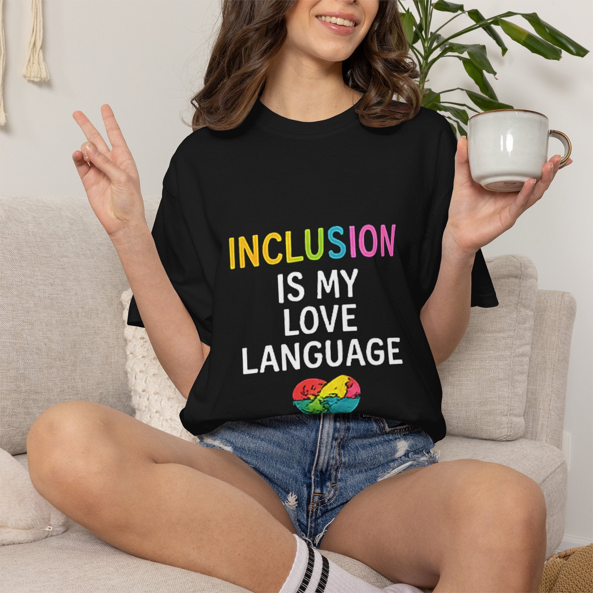 Inclusion Is My Love Language T-Shirt — Pride Rainbow Heart Equality Tee