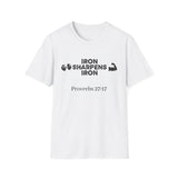Iron Sharpens Iron T-Shirt — Proverbs 27:17 Christian Workout Tee