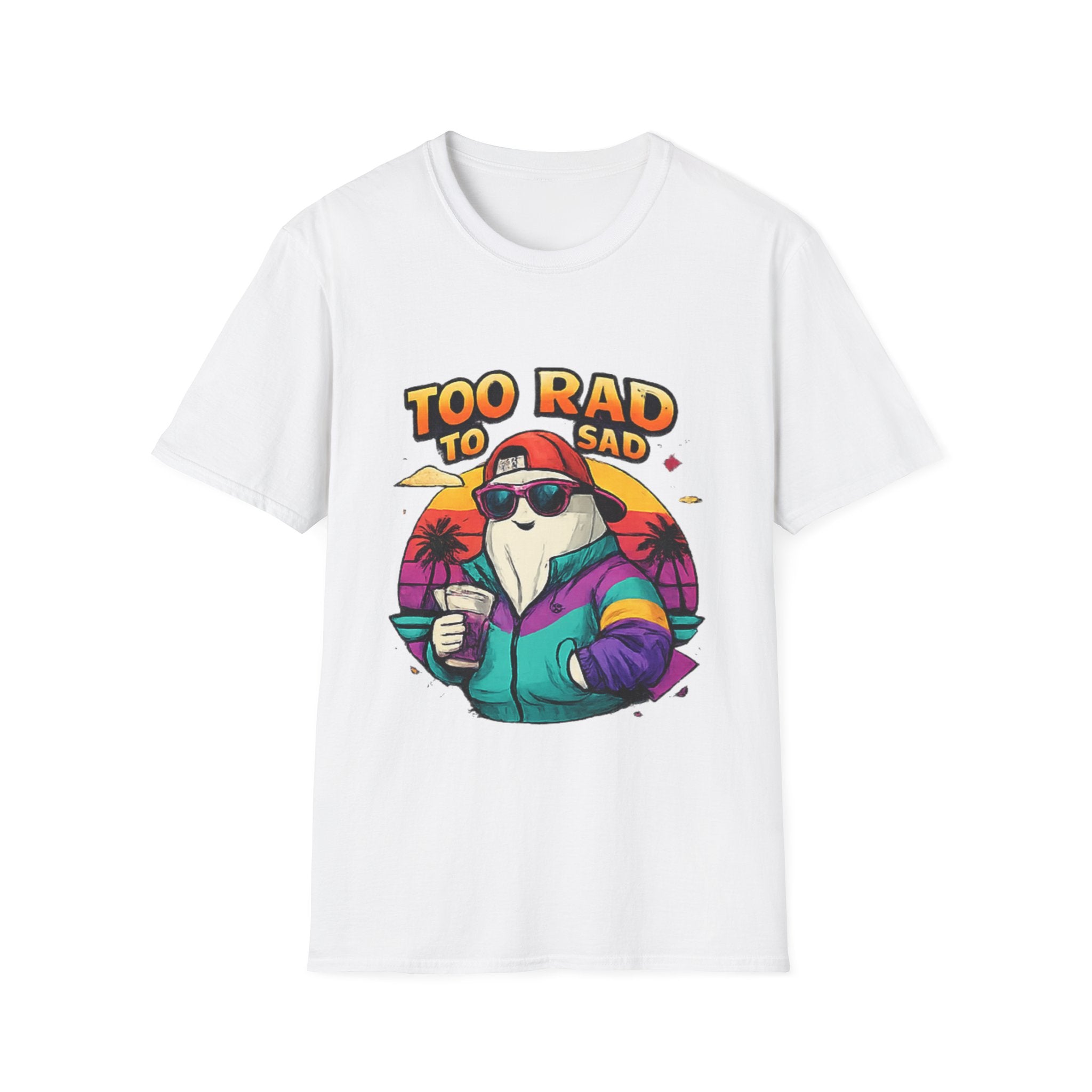 Too Rad To Be Sad T-Shirt — Retro Cute Penguin Graphic Tee
