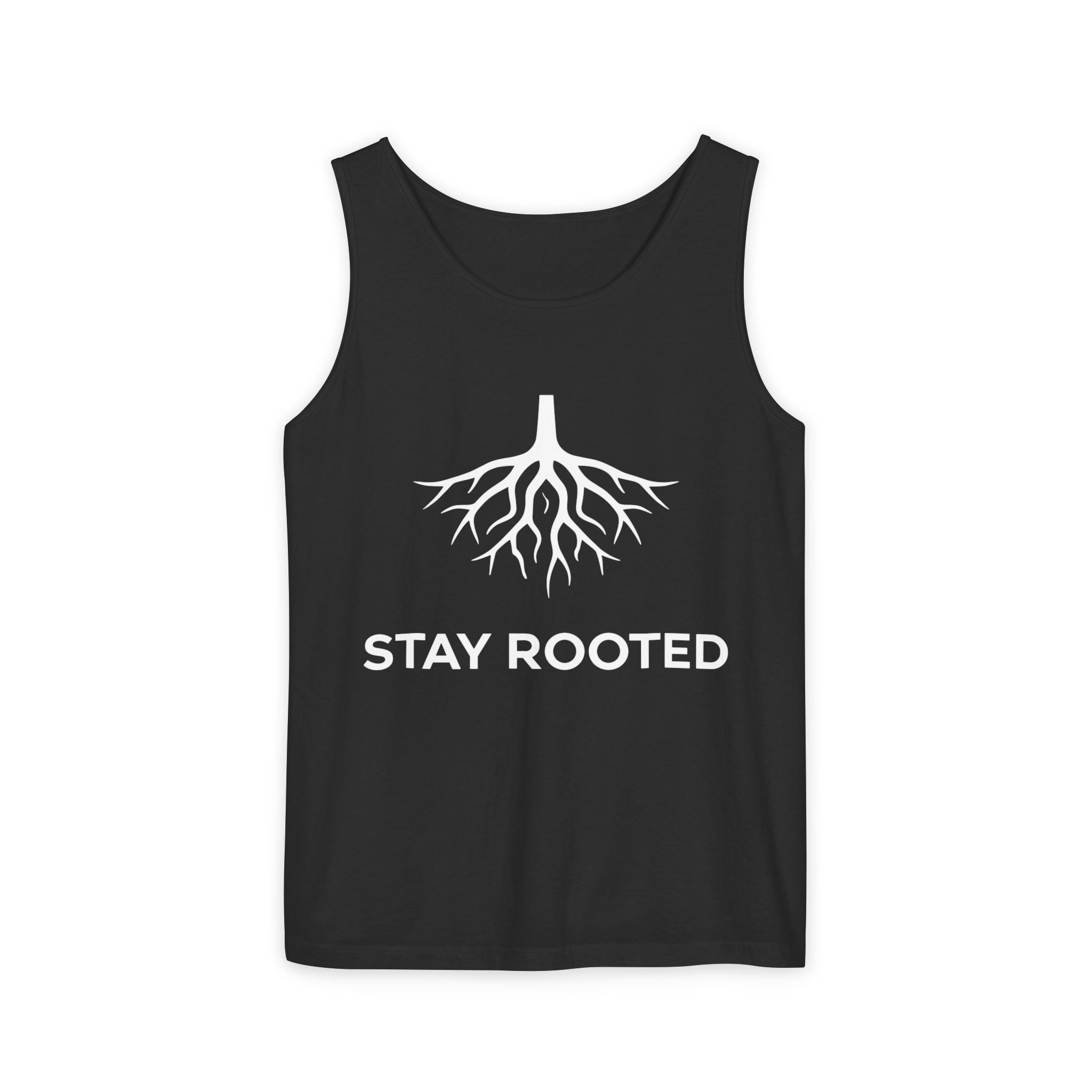 Stay Rooted Tank Top — Minimalist Tree Roots Graphic Tank